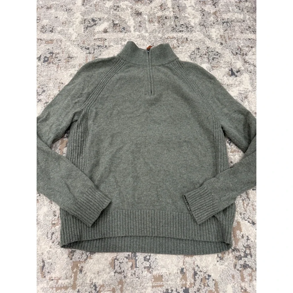 Banana Republic Mens Italian Yarn Wool Quarter Zip Sweater Olive Green M